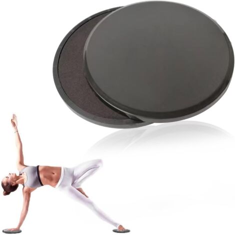 Disques de glisse - Lot de 2 - Matériau PP et EVA - Réversibles - Yoga et Pilates - 18 cm noirs (une paire de disques noirs)