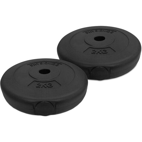Disques de poids set de 2 x 2 kg diamètre 27 mm avec revêtement en plastique plaques de poids pour haltères fitness musculation