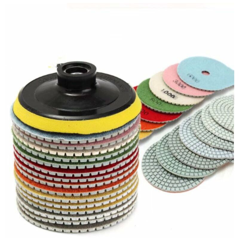 Disques de polissage diamantés humides et secs - 4' - Pour granit, marbre, béton, pierre