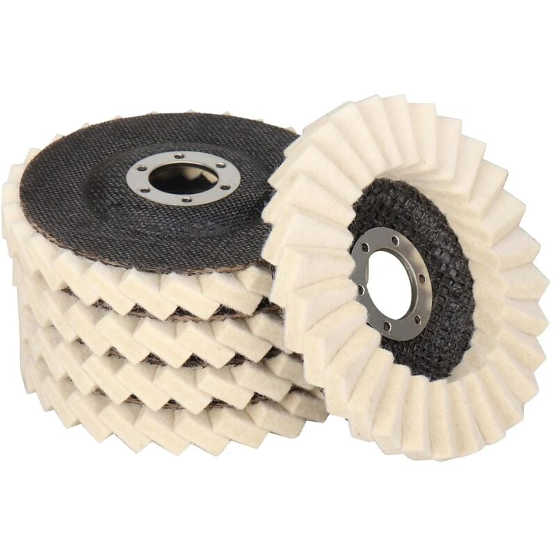 Disques de polissage en feutre de laine 4-1/2" x 7/8" pour meuleuse d'angle, disques de polissage en laine très fine style 27, paquet de 5