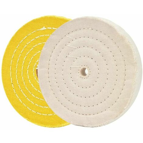 Disques de polissage pour meuleuse d'établi 6 disques de polissage blancs et jaunes pour meuleuse d'établi avec trou de tige de 16 mm 2 pcs Cisea