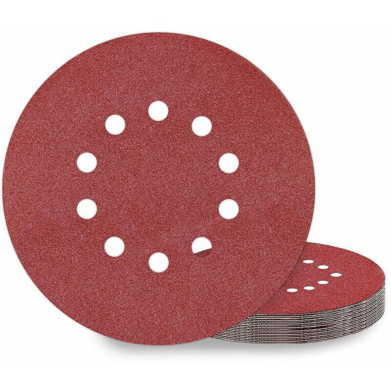 Disques de Ponçage 225 mm 10 Pièces Grain P100 10 Trous Disques Abrasifs 225 mm Ronds Papier Abrasif for Ponceuse pour Cloisons Sèches Ponceuse Girafe