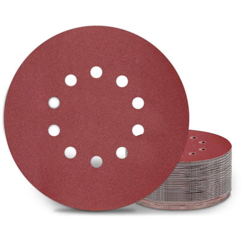 Disques de Ponçage 225 mm 25 Pièces Grain P180 10 Trous Disques Abrasifs 225 mm Ronds Papier Abrasif for Ponceuse