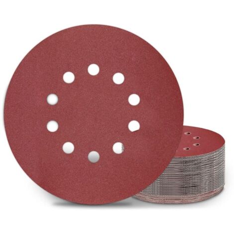 Disques de Ponçage 225 mm 25 Pièces Grain P180 10 Trous Disques Abrasifs 225 mm Ronds Papier Abrasif for Ponceuse