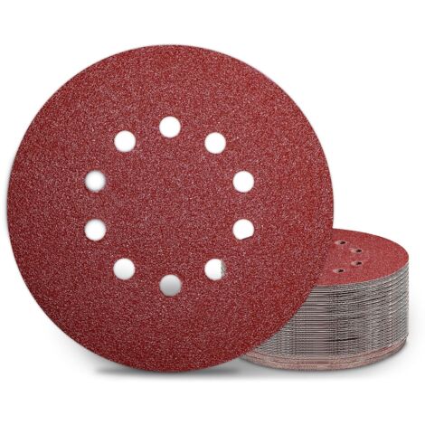 Disques de Ponçage 225 mm 25 Pièces Grain P40 10 Trous Disques Abrasifs 225 mm Ronds Papier Abrasif for Ponceuse