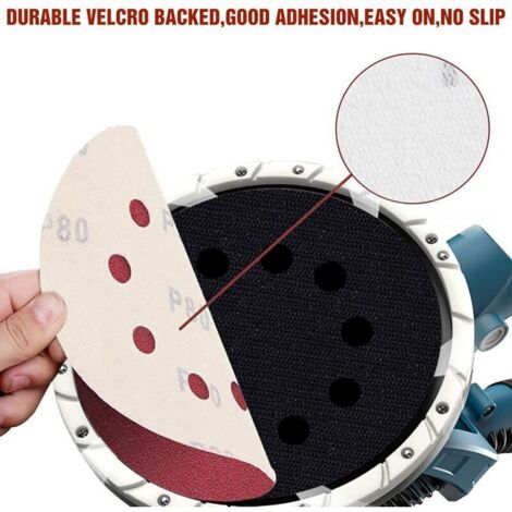 Disques de ponçage 225 mm, 25 tampons de ponçage ronds P120 grain 10 trous, pour ponceuses à long cou, meuleuses pour cloisons sèches et meulage des girafes