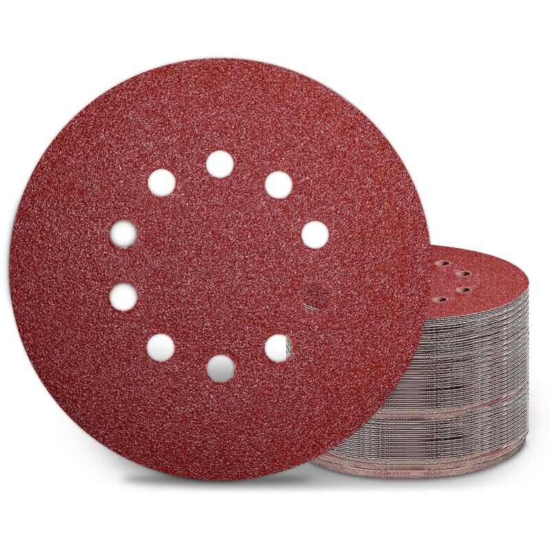 Disques de Ponçage 225 mm 50 Pièces Grain P40 10 Trous Disques Abrasifs 225 mm Ronds Papier Abrasif for Ponceuse