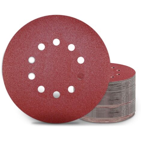 Disques de Ponçage 225 mm 50 Pièces Grain P80 10 Trous Disques Abrasifs 225 mm Ronds Papier Abrasif for Ponceuse