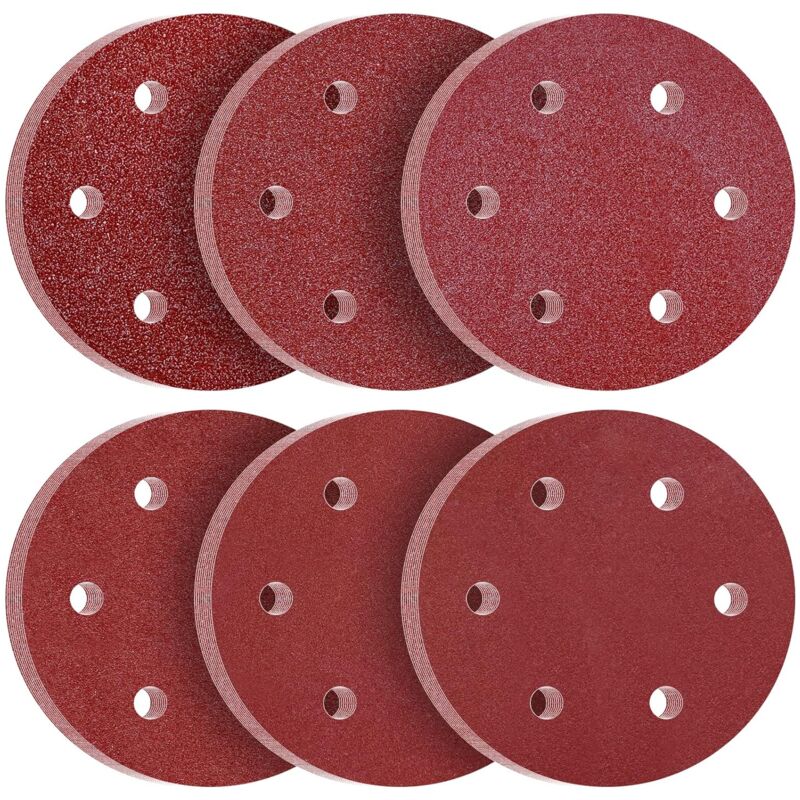 Disques de Ponçage 225 mm 60 Pièces Disque Abrasif 225mm 6 Trous Grain P40 P60 P80 P120 P180 P240 pour Girafe Ponceuse