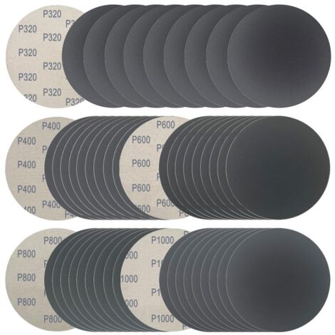 Disques de ponçage 6 pouces auto-agrippants – lot de 50 grains assortis 320-1000, papier imperméable carbure de silicium pour ponceuse orbitale