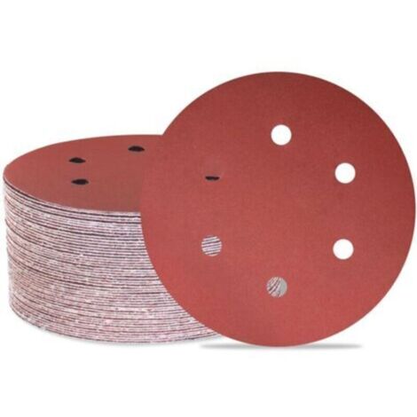 Disques de ponçage orbitaux aléatoires – Lot de 50 pièces, Ø150 mm, 6 trous, grain 320, pour bois/métal/automobile