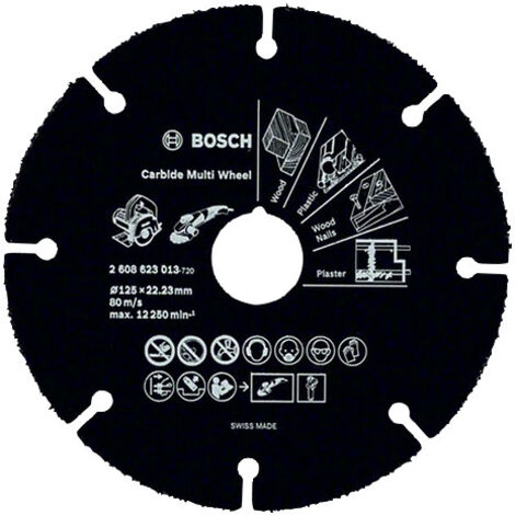 Bosch – Disque à lamelles carbure 125 mm – Alésage 22,23 mm – Épaisseur 1 mm – Pour bois, plastique et placoplâtre – 2608623013