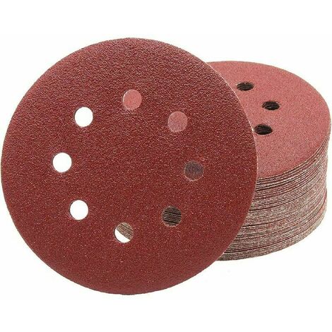 Disques Abrasifs Professionnels │ 50 pièces │ 8 trous │ Ø 125 mm │ grain 80 │ pour ponceuses orbitales aléatoires │ Feuilles Abrasives │ Papier Abrasif（P80）