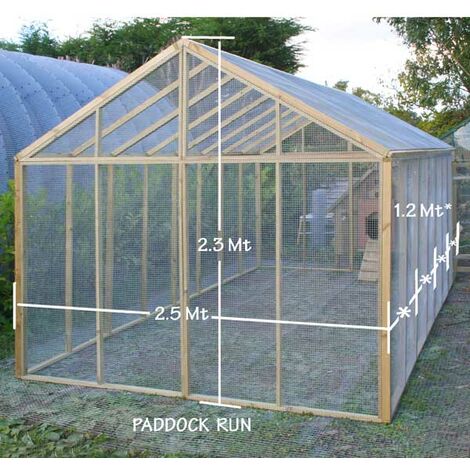 Diss Three Increment Paddock Run - Galvanised Mesh - L250 x W360 x H230 cm