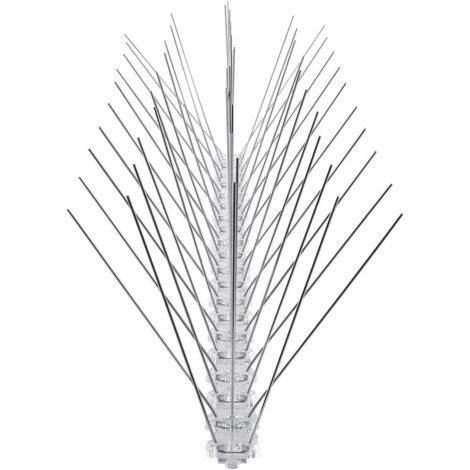 Dissuasori per uccelli in acciaio inox, anti-piccioni, lunghezza totale 3 metri, 6 elementi. Punte per uccelli da 50 cm con meccanismo di bloccaggio a scatto e punti di rottura predeterminati.