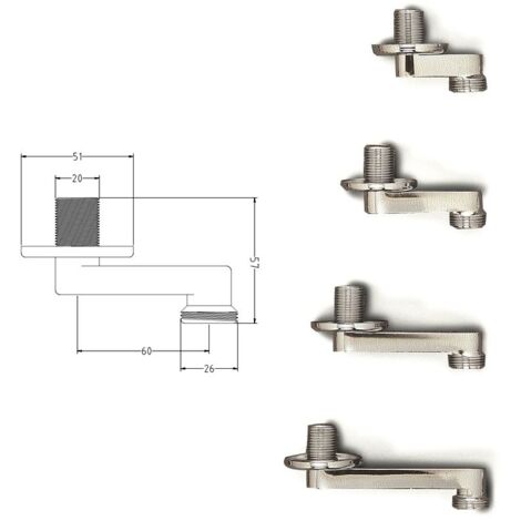 Distanziatore 1/2" x 3/4" cromato - Spostamento mm.60 636800OC1/2X6