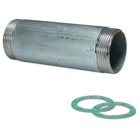 Distanzstück für Umwälzpumpe - DN40 - 2 x 1 1/2'' AG - Länge 130 mm - Stahl verzinkt - mit 2 Stk. Flachdichtungen