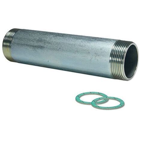 Distanzstück für Umwälzpumpe - DN40 - 2 x 1 1/2'' AG - Länge 180 mm - Stahl verzinkt - mit 2 Stk. Flachdichtungen