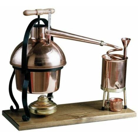 DISTILLATORE ALAMBICCO LUSSO IN RAME CON TERMOMETRO FORNELLO BICCHIERE 2,8LT 01499