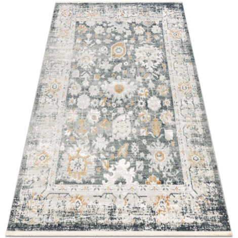 DISTIN 0835A gris / gris claro / blanca alfombra moderna - Adorno, marco, vintage, flecos grey 80x150 cm