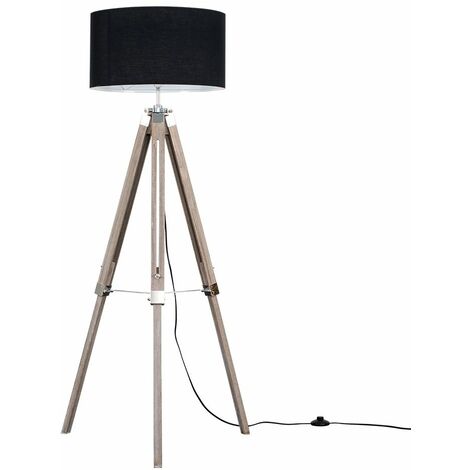 Beltan 4 Leg Floor Lamp In Dark Wood, Whitewash Wood Tripod Table Lamp