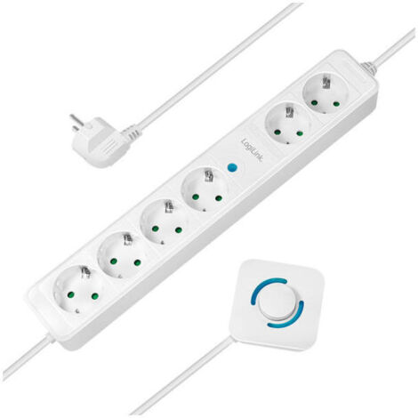 DISTRIBUIDOR DE 6 TOMAS CON PEDAL LOGILINK LPS271 DAVON 4, 6 X CEE 7/3, 1,5 M, BLANCO
