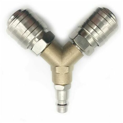 Distribuidor de aire comprimido, accesorio de aire comprimido Conector de aire comprimido de 3 vías de liberación rápida de 1/4 con distribuidor en Y de rosca macho