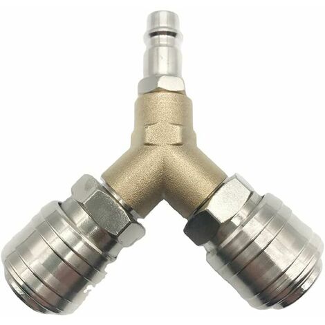Distribuidor de aire comprimido, conector de aire comprimido, interruptor de aire comprimido, con dos conectores roscados de 1/4 de pulgada, latón resistente a la oxidación, completamente ensamblado,