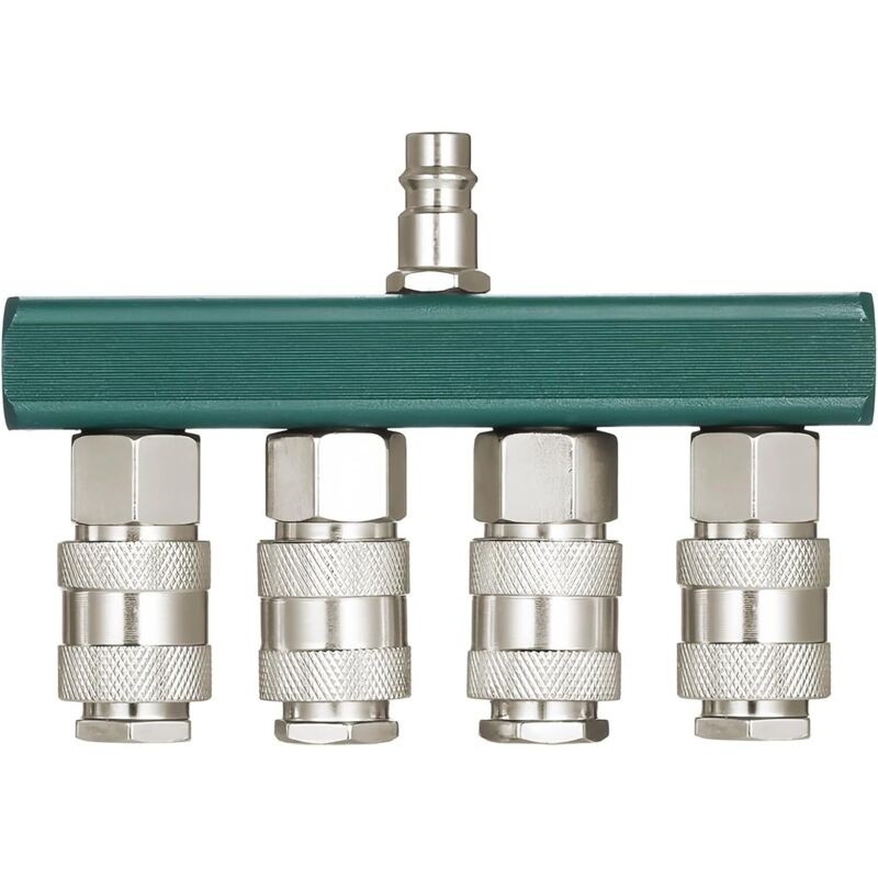 Distribuidor de aire comprimido de 4 vías: conector rápido roscado, divisor para conexión sencilla de aire comprimido, accesorios neumáticos