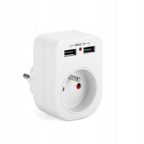 Distribuidor de corriente, cargador antirrobo x 2 USB 2.1A