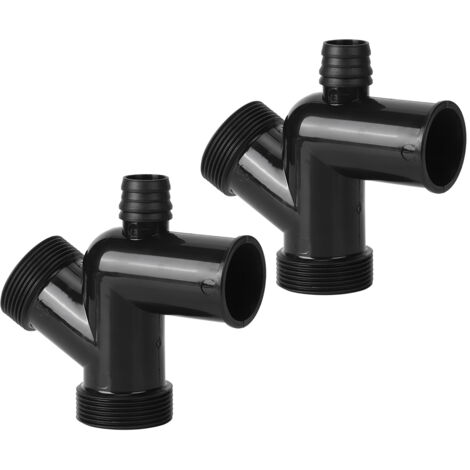 Distribuidor de grifo de doble salida, adaptador de latón G1/2 de 2 vías, con válvulas de encendido/apagado ajustables, color negro, 2 piezas.