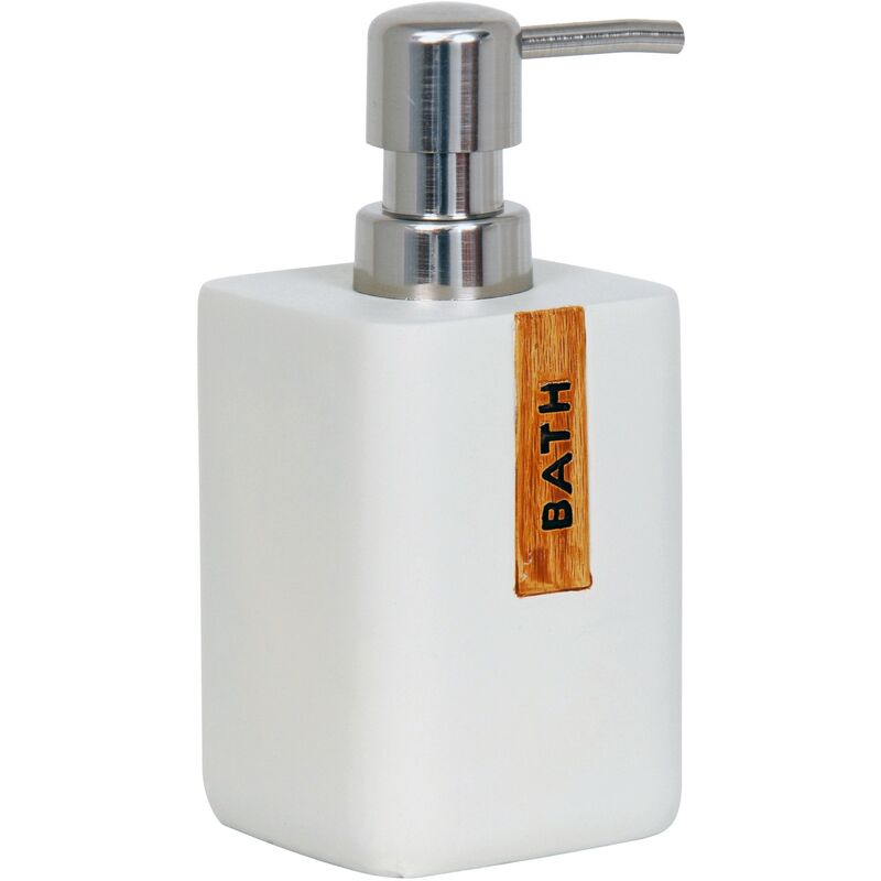 

Distribuidor de jabon MSV 'Iguaçu' de acero inoxidable en color blanco 7,5 x 7,5 x 16 cm