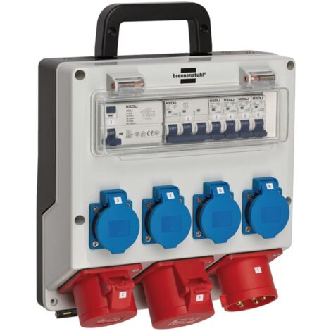 Distribuidor de pared de plástico CEE-32A. 5 pines 1xCEE 16 A.1xCEE 32A.4x230V BRENNENSTUHL
