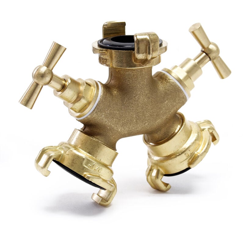 

Distribuidor Y conector para manguera 2x 26.44 mm (¾') con válvulas de cierre y llave de paso en T