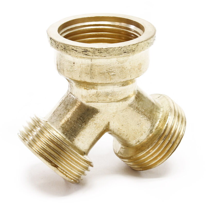

Distribuidor Y de latón para manguera con hembra 1x 24.66mm (3/4') y macho 2x 26.44mm (3/4')