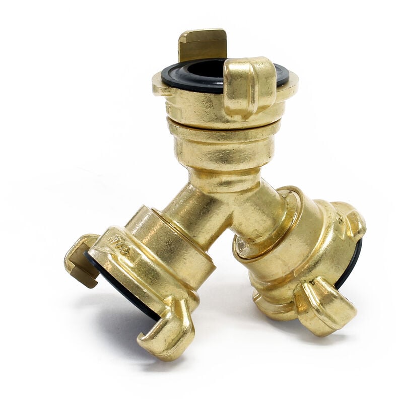 

Distribuidor Y para manguera con acoplamientos de garra/rápidos 2x 26.44 mm (3/4') de latón