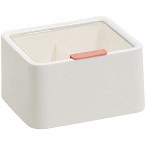 Distribut blanc de bocal de support de boule de coton-tige de 2 compartiments avec le couvercle pour le plastique de salle de bains