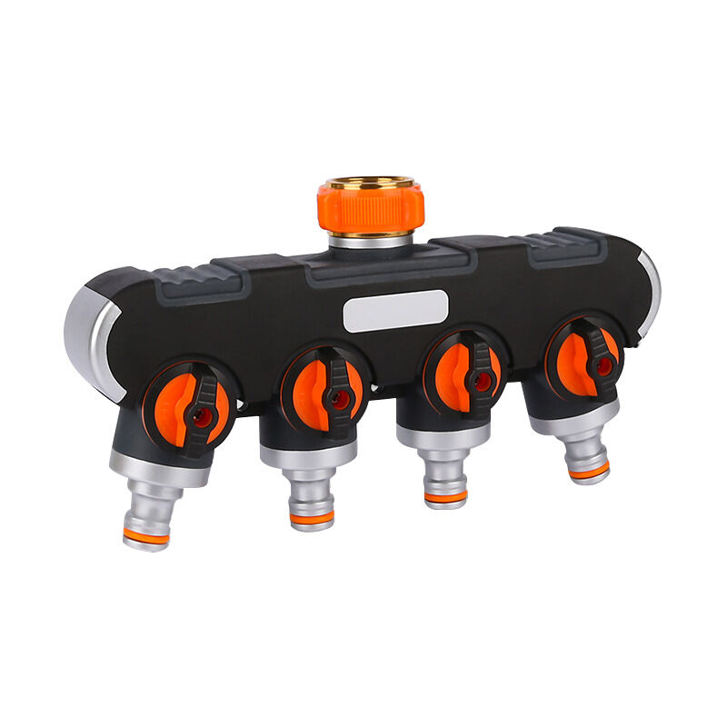Distributeur 4 voies - Distributeur d'eau 3/4' et 1/2' avec adaptateur de robinet pour arrosage du jardin, lavage, animaux domestiques, débit d'eau