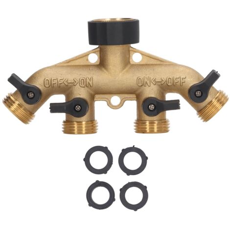 Distributeur à bille en laiton à 4 voies pour l'arrosage du jardin, l'irrigation agricole et le lavage de voiture.