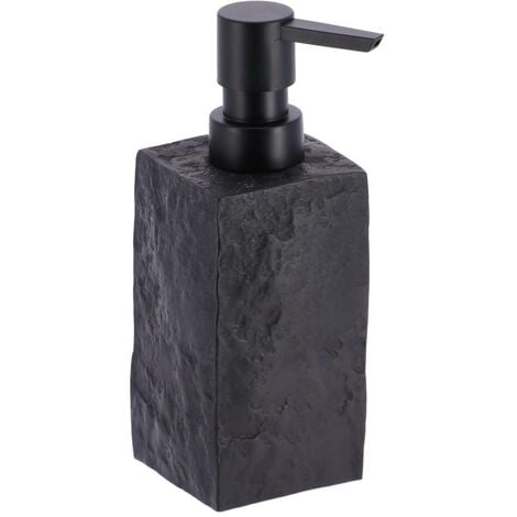 TENDANCE - Distributeur à Savon ou lotion en résine Noir  aspect pierre 260 ml