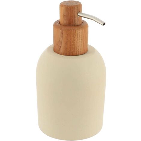 Distributeur a savon ciment arrondi aspect brut avec pompe acacia 230ml - beige - Tendance