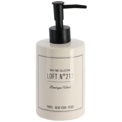 Distributeur a savon dolomite rond imprime 320 ml - neo retro blanc - Tendance
