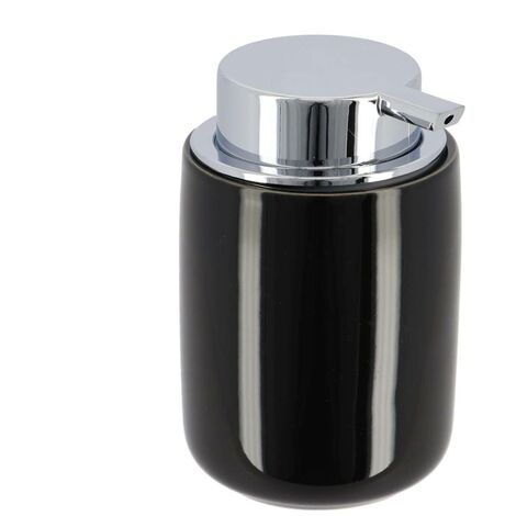 Distributeur a savon dolomite rond pompe chrome 235 ml - noir - Tendance