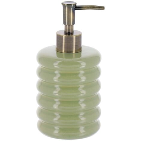 Distributeur a savon en gres facon 70 s  400ml - vert olive - Tendance