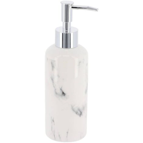 Distributeur à Savon ou lotion en céramique Blanc marbré 260 ml - TENDANCE
