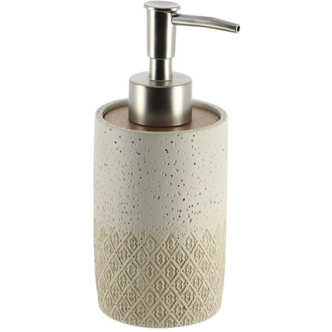 Distributeur à Savon ou Lotion en résine Beige gravé 265 ml - TENDANCE