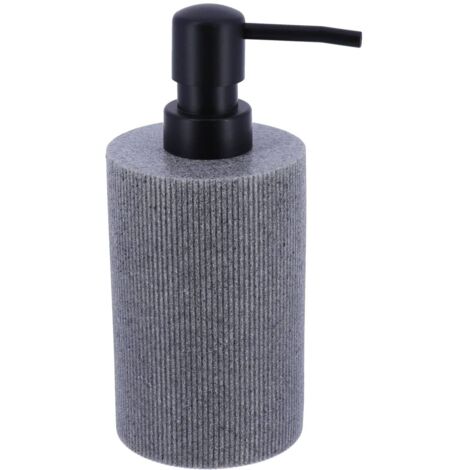 Distributeur a savon strie polyresine 310 ml - gris - Tendance