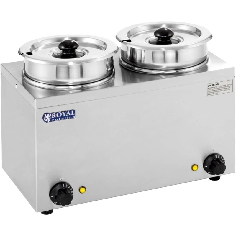 Royal Catering - Distributeur a Soupe Bain Marie Inox Chauffe-Soupe 30 - 110 °c 2 Recipients