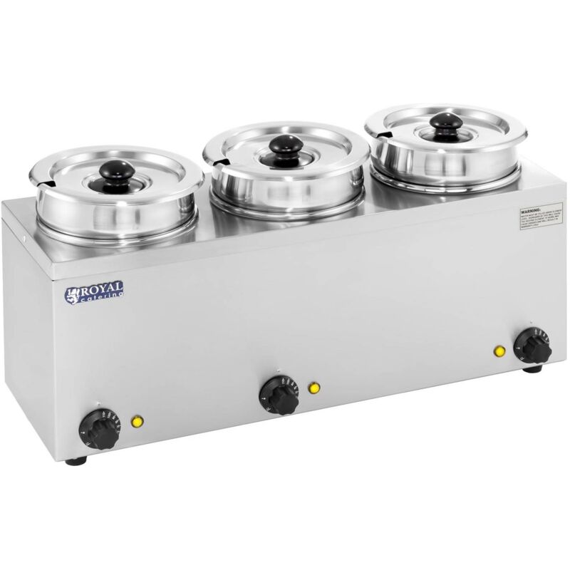 Royal Catering - Distributeur a Soupe Bain Marie Inox Chauffe-Soupe 30 - 110 °c 3 Recipients