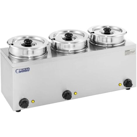 Distributeur A Soupe  Bain Marie Inox  Chauffe-Soupe  30 - 110 °C  3 Recipients